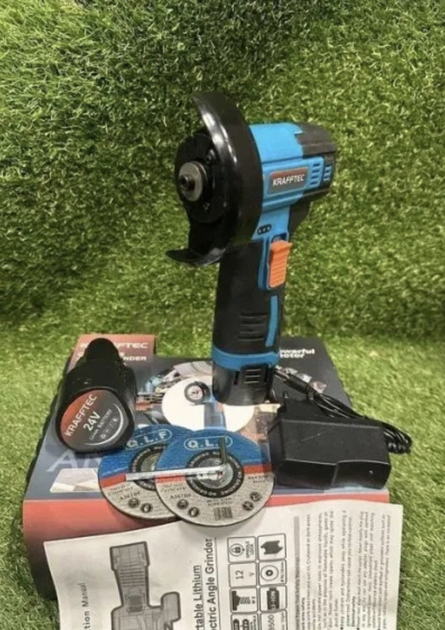 Аккумуляторная болгарка Krafftec PGA-24 (бесщеточная) 24V, 2Ah, 18500 об/мин - Фото 8 Аккумуляторная болгарка Krafftec PGA-24 (бесщеточная) 24V, 2Ah, 18500 об/мин - изображение 8
