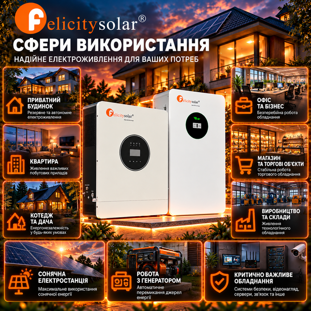 Гибридный инвертор Felicity IVEM12048-II 12 кВт + Аккумуляторная батарея FelicityESS LiFePO4 FLA48100 51.2V 5.12kWh для дома - Фото 4 Гибридный инвертор Felicity IVEM12048-II 12 кВт + Аккумуляторная батарея FelicityESS LiFePO4 FLA48100 51.2V 5.12kWh для дома - изображение 4