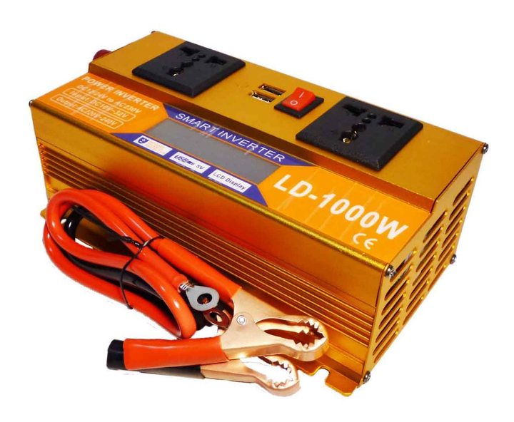 Преобразователь Инвертор 1000W 12V/24V + LCD, золотой - изображение 2