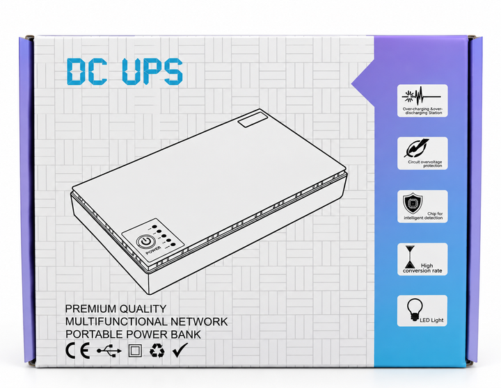 Безперебійник для роутера UPS 5V, 9V, 12V 20800 mAh, 45 Вт, Mini UPS для Wi-Fi роутера та GPON, ДБЖ для інтернету, павербанк з акумулятором - зображення 4