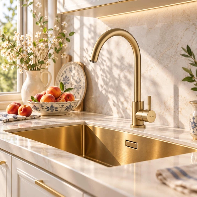 Смеситель для кухни Mixxus SUS-011 Brushed Gold SUS304 матовое золото MI8435 - изображение 2