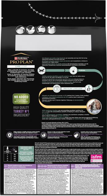 Сухой полнорационный корм для котят Purina Pro Plan LiveClear для уменьшения аллергенов на шерсти с индейкой 1.4 кг (7613287232526) - Фото 3 Сухой полнорационный корм для котят Purina Pro Plan LiveClear для уменьшения аллергенов на шерсти с индейкой 1.4 кг (7613287232526) - изображение 3