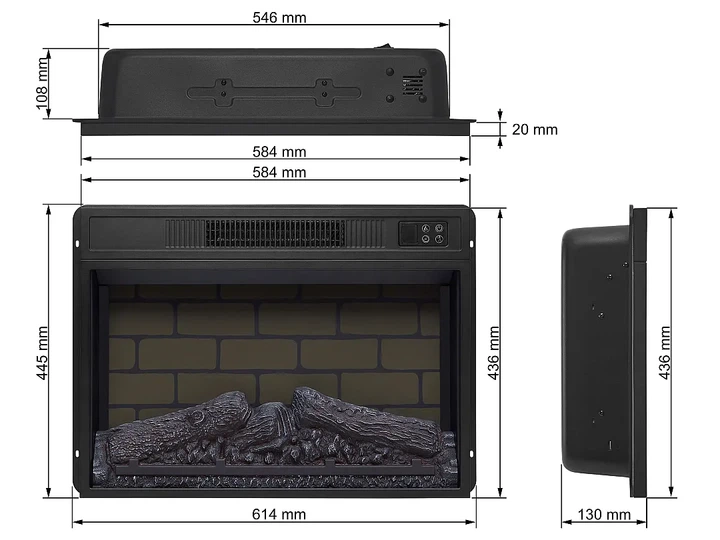 Камін електричний ArtiFlame 1800 Вт електрокамін вбудований з цегляною кладкою на стінках вогнища ефект полум'я звук горіння вогню для дому до 30 м2 термостат пульт - зображення 9