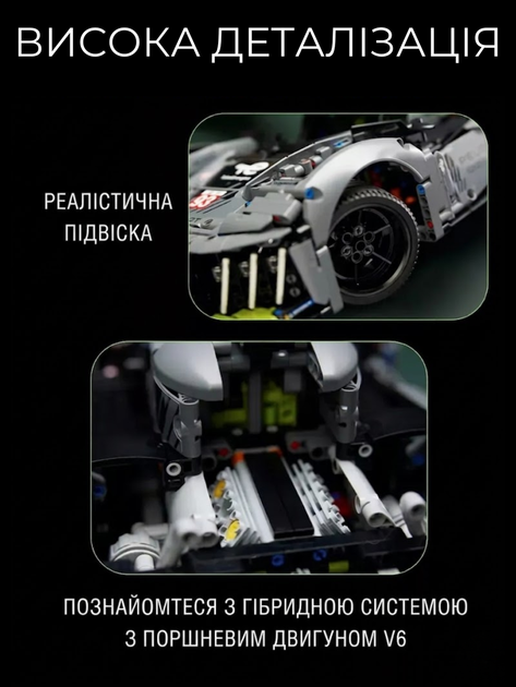 Конструктор PEUGEOT 9X8 1775 деталей Technic конструктор гоночный автомобиль машинка (42110), серия техник суперкар (42156) - изображение 2