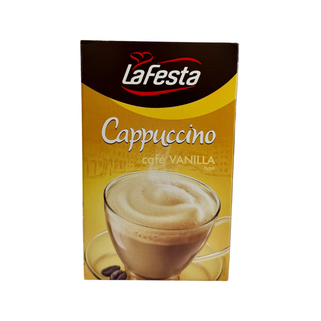 Капучино розчинне La Festa Cappuccino Vanilla зі смаком ванілі 12,5 г × 10 шт. (125 г) - Фото 1 Капучино розчинне La Festa Cappuccino Vanilla зі смаком ванілі 12,5 г × 10 шт. (125 г) - зображення 1