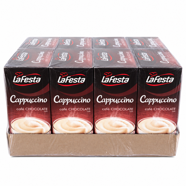 Капучино розчинне La Festa Cappuccino Chocolate зі смаком шоколаду 12,5 г × 10 шт. × 8 упаковок (1 кг) - Фото 1 Капучино розчинне La Festa Cappuccino Chocolate зі смаком шоколаду 12,5 г × 10 шт. × 8 упаковок (1 кг) - изображение 1