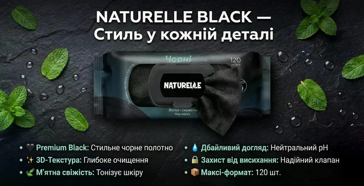 Влажные салфетки универсальные Naturelle Classic Fresh&Mint черные 120 шт. - изображение 5