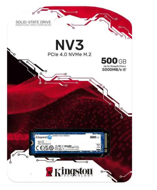 Накопичувач SSD M.2 Kingston NV3 500GB NVMe 2280 PCIe 4.0 x4 3D NAND - зображення 3