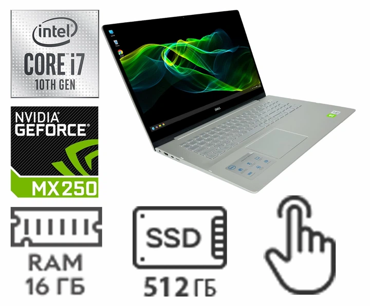 Ноутбук Dell Inspiron 7791 2-in-1: Core i7-10510U / RAM 16 ГБ / nVidia GeForce MX250 / SSD 512 ГБ / 17.3" Touch / Б/У - изображение 2