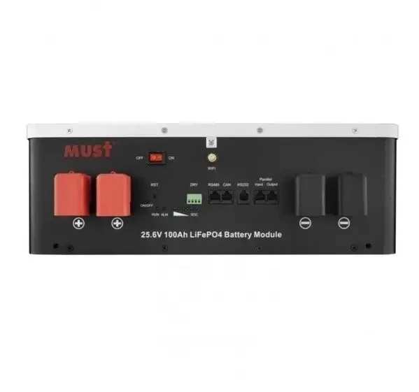 Акумулятор MUST LP16-24100 LiFePO4 25.6 В 100 А·год, 2.56 кВт·год, BMS 100 А, CAN/RS485/RS232 - Фото 7 Акумулятор MUST LP16-24100 LiFePO4 25.6 В 100 А·год, 2.56 кВт·год, BMS 100 А, CAN/RS485/RS232 - зображення 7