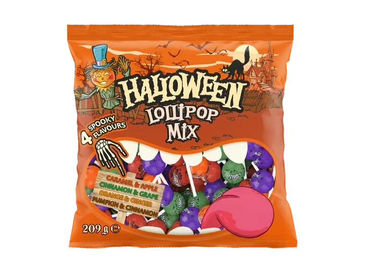 Набір льодяників на паличці Halloween Lollipop Mix 4 Spooky Flavours 209 г - Фото 1 Набір льодяників на паличці Halloween Lollipop Mix 4 Spooky Flavours 209 г - зображення 1