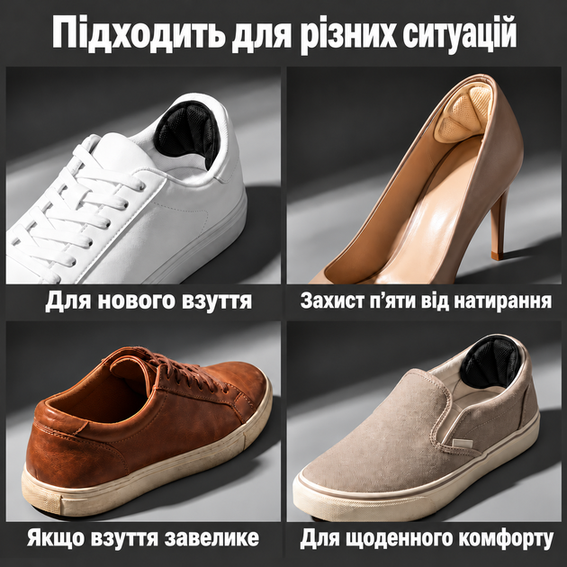 Вкладыши на задник для обуви самоклеящиеся мягкие 5 пар / 10 шт, защита пятки от натирания, черные - Фото 6 Вкладыши на задник для обуви самоклеящиеся мягкие 5 пар / 10 шт, защита пятки от натирания, черные - изображение 6