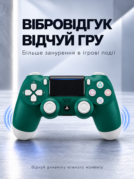 Беспроводной геймпад Doubleshock для PS4, PS3, ПК, Android и iOS, бело-зеленый - изображение 5