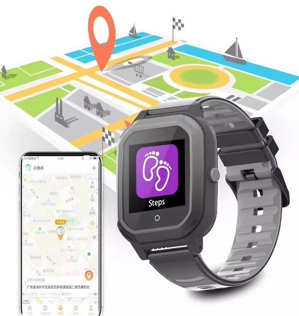 Дитячий розумний годинник для школяра Lemfo K45 с Sim картою для дзвінків, GPS трекером, камерою, прослушкою та акумулятором 800 мАг До 4 днів роботи Чорний - зображення 5