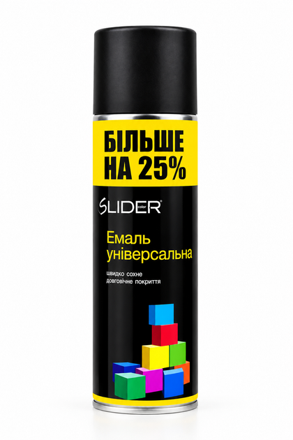 Эмаль аэрозольная SLIDER RAL 9005 черная мат 500 мл - Фото 1 Эмаль аэрозольная SLIDER RAL 9005 черная мат 500 мл - изображение 1