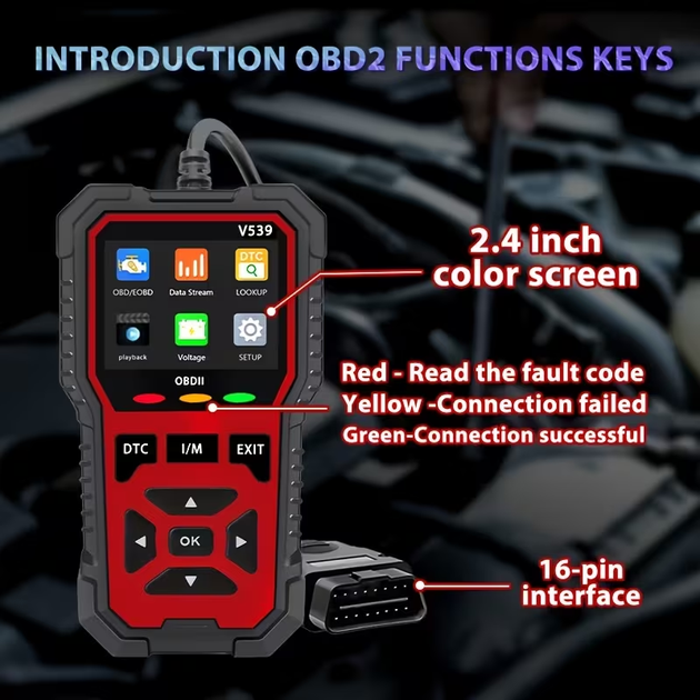 Автомобильный сканер OBD2 V539 — Профессиональная диагностика, 35 901 кодов DTC, цветной экран 2.8", тест АКБ, Live Data - изображение 7
