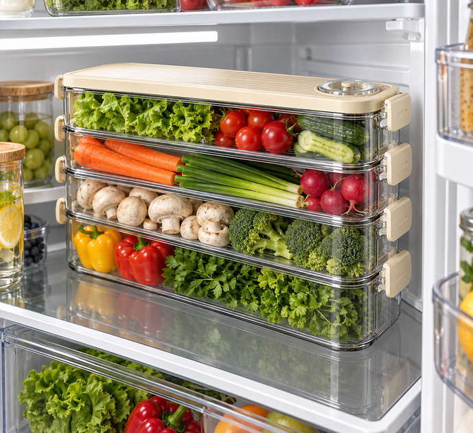 Контейнер для зберігання продуктів 4-рівневий з кришкою та клапаном - зображення 3