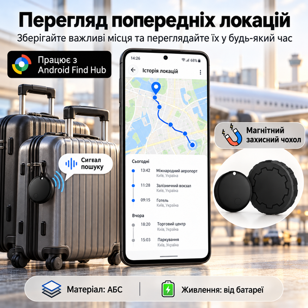 Смарт-трекер для Android Find Hub с магнитным защитным чехлом, звуковым поиском и переменной батареей - изображение 8