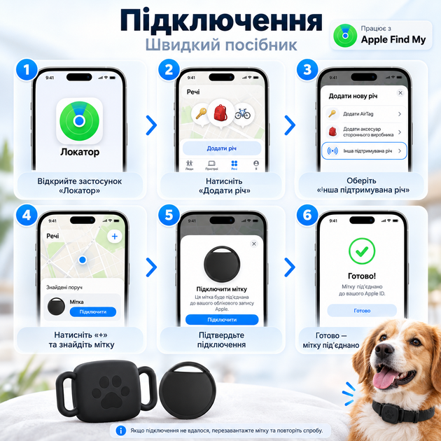Смарт-трекер для пошуку речей та домашніх улюбленців із тримачем на нашийник, сумісний з Apple Find My - зображення 2
