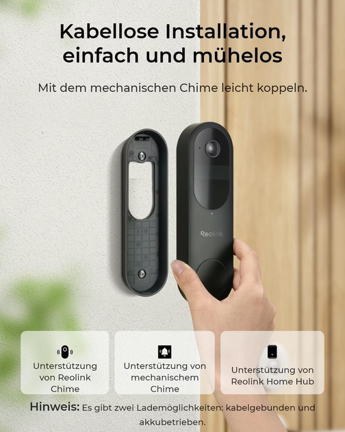 Беспроводной видеозвонок Reolink Doorbell Battery 2K 4 МП, Wi-Fi 2,4/5 ГГц, аккумулятор, microSD до 512 ГБ - изображение 5