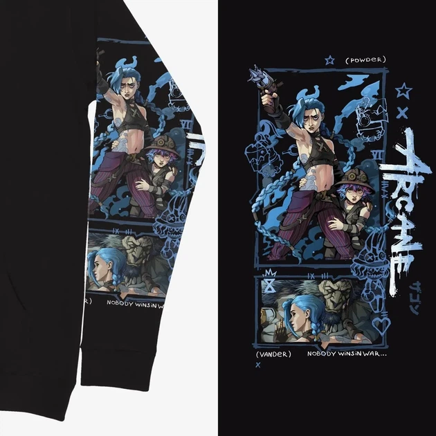 Худи Arcane Джинкс (Паудер) Черный 3XL (kr4-415-black-3XL) - Фото 4 Худи Arcane Джинкс (Паудер) Черный 3XL (kr4-415-black-3XL) - изображение 4