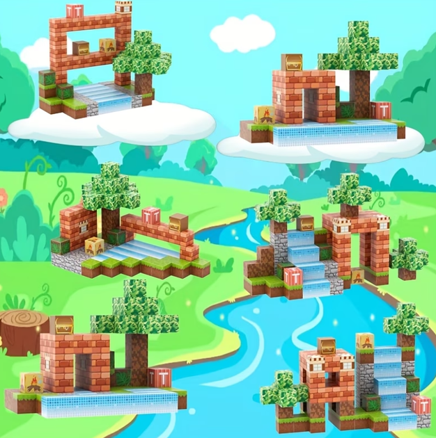 Магнітний конструктор Майнкрафт 100 блоків по сюжету гри Minecraft - "Зелений ліс", розвиваюча іграшка для дітей - Фото 3 Магнітний конструктор Майнкрафт 100 блоків по сюжету гри Minecraft - "Зелений ліс", розвиваюча іграшка для дітей - зображення 3