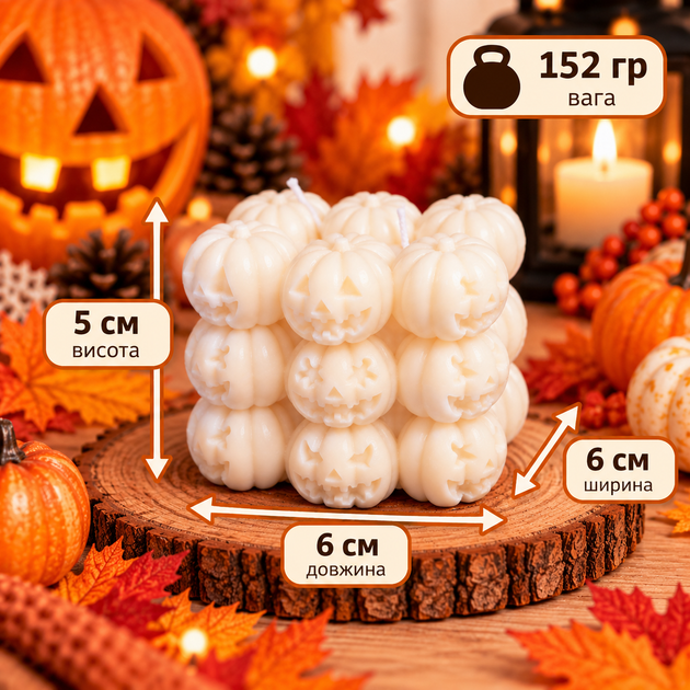 Свеча «Тыквы Halloween», белая - Фото 3 Свеча «Тыквы Halloween», белая - изображение 3