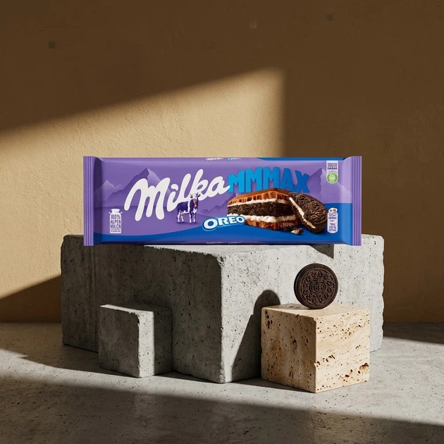 Шоколад молочный Milka Oreo с кусочками печенья ореховой пастой хрустящей начинкой большая десертная плитка для чая кофе и перекуса 300 г - Фото 6 Шоколад молочный Milka Oreo с кусочками печенья ореховой пастой хрустящей начинкой большая десертная плитка для чая кофе и перекуса 300 г - изображение 6