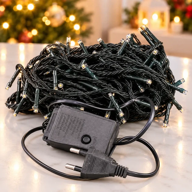 Светодиодная гирлянда нить 50 м 500 LED мерцающая динамическая от сети 220 В на черном ПВХ проводе для елки декора фотозоны - изображение 2