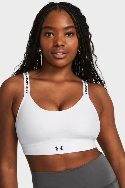 Жіночий білий топ UA Infinity Mid 2.0 Bra Under Armour M D-DD 1384123-100 - Фото 3 Жіночий білий топ UA Infinity Mid 2.0 Bra Under Armour M D-DD 1384123-100 - зображення 3