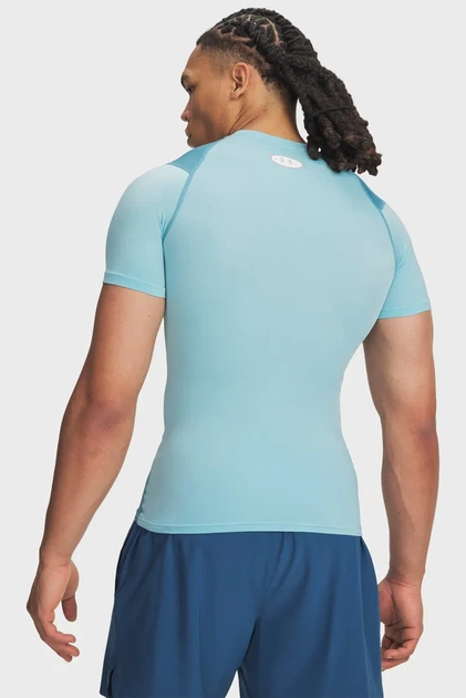 Чоловіча блакитна футболка UA HG Elite Comp SS-BLU Under Armour L 6015382-425 - зображення 2
