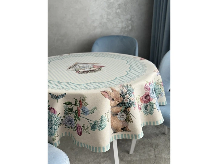 Скатерть гобеленовая BLUE BUNNIES-160D Limaso Ø160 см 000364245 - изображение 6