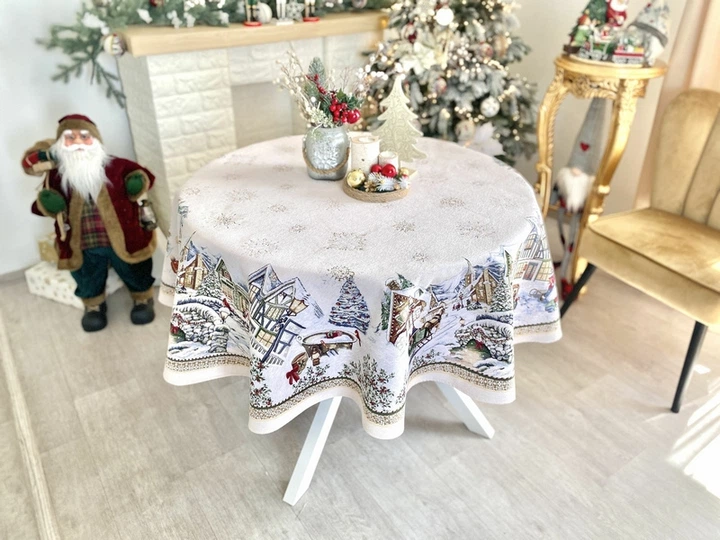 Скатерть гобеленовая BENASK BLANCO-160D Limaso Ø160 см 000364836 - Фото 6 Скатерть гобеленовая BENASK BLANCO-160D Limaso Ø160 см 000364836 - изображение 6
