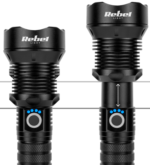 Ручной аккумуляторный фонарь Rebel Light 20 Вт 1857 лм 800 м с зумом USB-C (URZ0942-1) - изображение 4