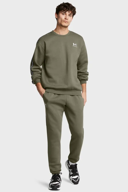 Чоловічий зелений світшот UA Icon Fleece Crew Taping Under Armour LG 1389357-390 - зображення 2