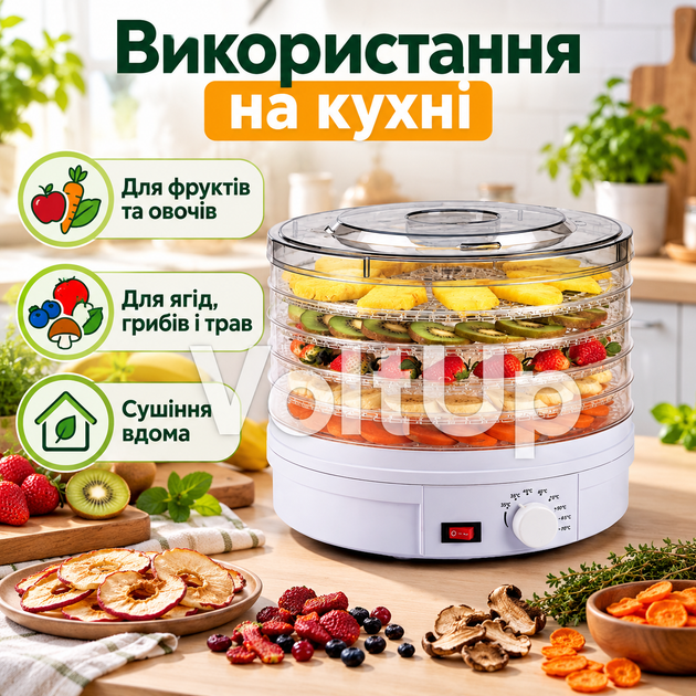 Сушилка для фруктов и овощей Zepline ZP-029 800 Вт на 5 секций с терморегулятором 35–70 °C для ягод, грибов и трав - изображение 4