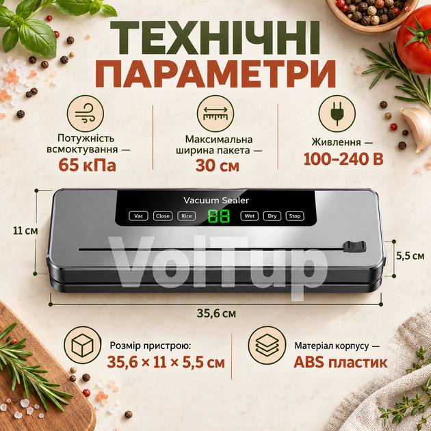 Вакууматор для продуктов с УФ-стерилизацией и встроенным резаком, вакуумный упаковщик 65 кПа для сухих и влажных продуктов - Фото 4 Вакууматор для продуктов с УФ-стерилизацией и встроенным резаком, вакуумный упаковщик 65 кПа для сухих и влажных продуктов - изображение 4