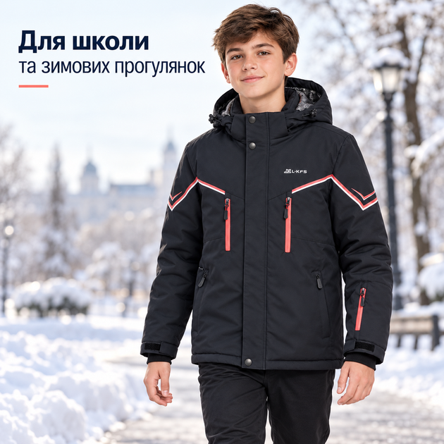 Куртка зимняя для мальчика ZGH мембранная с системой куртка-рюкзак, Черный, 164 - изображение 7
