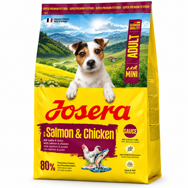 Сухий корм для дорослих собак малих порід Josera Mini Adult with Salmon & Chicken з лососем і куркою - 3 кг - Фото 1 Сухий корм для дорослих собак малих порід Josera Mini Adult with Salmon & Chicken з лососем і куркою - 3 кг - зображення 1
