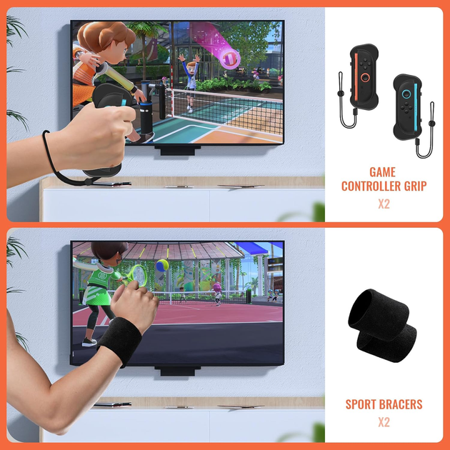 Набор спортивных аксессуаров JDDWIN для Nintendo Switch 2, 12 в 1, теннис, гольф, Chambara, ремешки, ручки Joy-Con - изображение 5