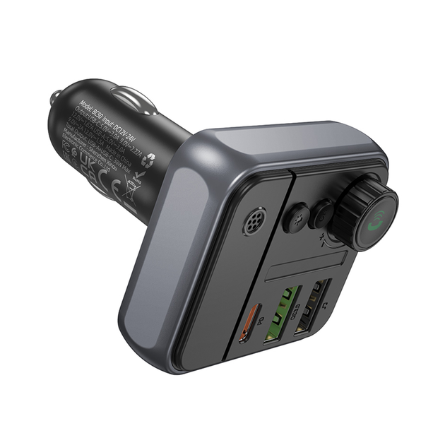 Автомобильный FM-трансмиттер Borofone Bluetooth 5.4 38 Вт Type-C USB с быстрой зарядкой черный - изображение 4