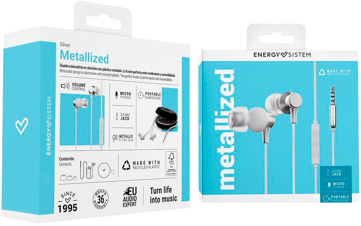 Słuchawki Energy Sistem Metallized mini-jack 3.5 mm Silver (8432426457229) - obraz 4