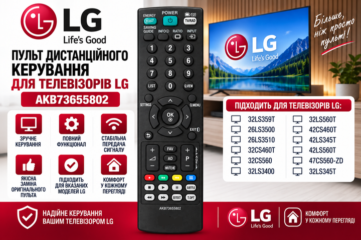 Пульт дистанційного керування (для телевізора LG моделі AKB73655802 - Фото 2 Пульт дистанційного керування (для телевізора LG моделі AKB73655802 - изображение 2