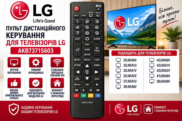 Пульт дистанційного керування для телевізора LG модель AKB73715603 - Фото 2 Пульт дистанційного керування для телевізора LG модель AKB73715603 - изображение 2