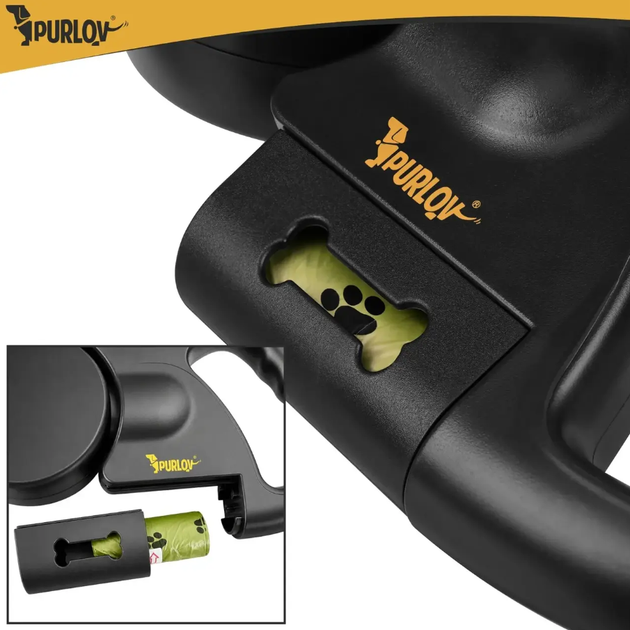 Повідець для вигулу двох собак Purlov 27852 2x3 м LED Багатофункціональний повідець для собаки - зображення 6