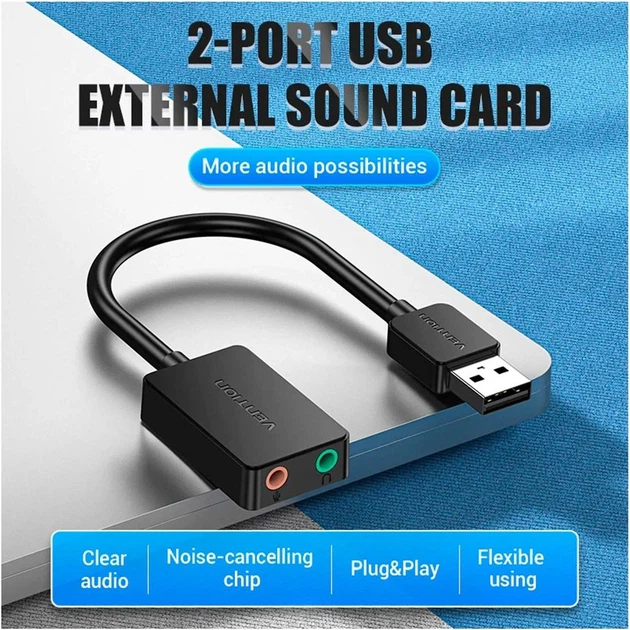 Звуковая карта USB Vention Audio Earphone Microphone Black (CDYB0) [176889] - изображение 6