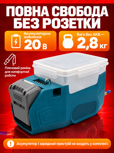 Аккумуляторный безвоздушный краскопульт 20 В 140 бар 1,1 л/мин с баком 1,7 л, без АКБ и зарядного устройства - Фото 2 Аккумуляторный безвоздушный краскопульт 20 В 140 бар 1,1 л/мин с баком 1,7 л, без АКБ и зарядного устройства - изображение 2