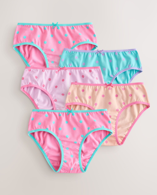 Набір дитячих трусиків для дівчинки Next 5 шт. "Рожева Полька" бавовна, 3-4 роки (104 см) - Фото 1 Набір дитячих трусиків для дівчинки Next 5 шт. "Рожева Полька" бавовна, 3-4 роки (104 см) - изображение 1