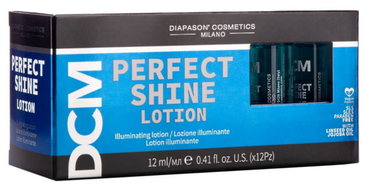 Лосьйон в ампулах DCM Perfect Shine для блиску волосся 12 х 12 мл (8053830983366) - Фото 1 Лосьйон в ампулах DCM Perfect Shine для блиску волосся 12 х 12 мл (8053830983366) - зображення 1