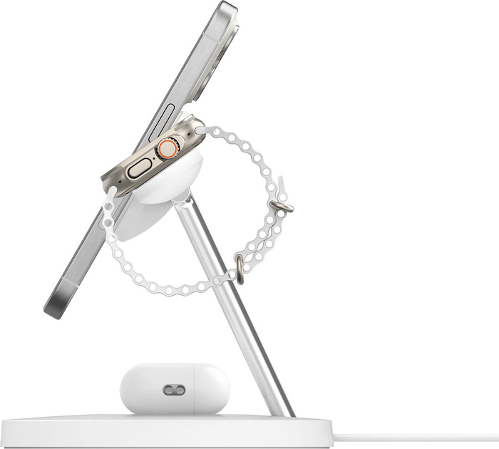 Бездротовий зарядний пристрій Belkin BoostCharge Pro 3-in-1 Wireless Charger MagSafe 15 Вт White (WIZ032KQWH) - Фото 4 Бездротовий зарядний пристрій Belkin BoostCharge Pro 3-in-1 Wireless Charger MagSafe 15 Вт White (WIZ032KQWH) - зображення 4